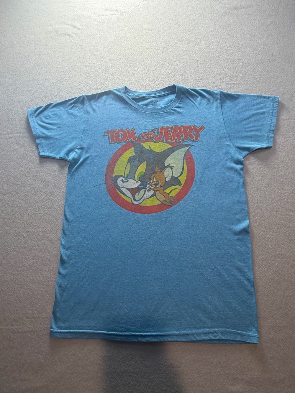 Tom and Jerry Blue Cartoon Graphic Tee | Small